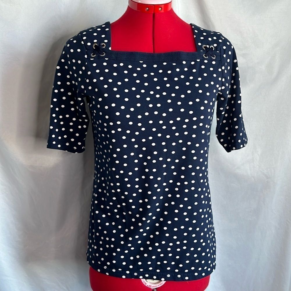MM60 Chaps boat neck polka dot shirt